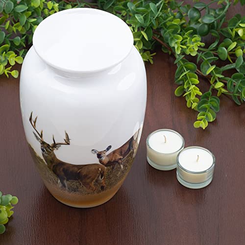 Silky Flower Store Hand Painted Deer Grazing Cremation Urn, Large Adult Memorial Urn, Aluminum, Velvet Bag, 200 Cubic Inches 6 6 Product: BOLD & DIVINE Hand Painted Deer Grazing Cremation Urn | Human Ashes Adult Memorial urn, Burial, Funeral Cremation Urns | 200 Cubic Inches (Large Adult Urn) with Unique Velvet Bag