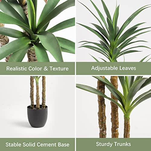 Product: Waoops Artificial Tree 5.3Ft Faux Agave Plant with 3 Heads in Plastic Pot Fake Tree for Home Decor Indoor or Outdoor Office Decoration Housewarming Gift