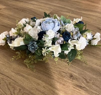 Silky Flower Store Artificial Baby Breath Flowers, White Funeral Flowers, Blue Coffin Topper Memorial Grave Decorations, 32.5cm 8 8 Product: EWGFDEMN Artificial Baby Breath Flowers - Elegant White Funeral Flowers & Blue Coffin Topper for Memorial Grave Decorations
