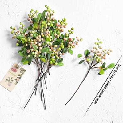 Silky Flower Store Artificial Holly Berries Christmas Wreath Decorations, Pink and White Berry Stems, 10 Stems, 25cm 10 10 Product: FiveSeasonStuff Real Touch Artificial Holly Berries Flower Arrangements, Christmas Wreath Decorations 10 Stems (Pink and White)