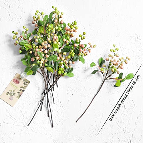Silky Flower Store Artificial Holly Berries Christmas Wreath Decorations, Pink and White Berry Stems, 10 Stems, 25cm 4 4 Product: FiveSeasonStuff Real Touch Artificial Holly Berries Flower Arrangements, Christmas Wreath Decorations 10 Stems (Pink and White)