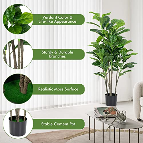 Product: BestComfort 4.6ft Artificial Fiddle Leaf Fig Tree Set of 2, Fake Ficus Pandurate Plant in Pots for Indoor Outdoor, Faux Ficus Lyrata Plant for Home Office Modern Decoration Housewarming Gift