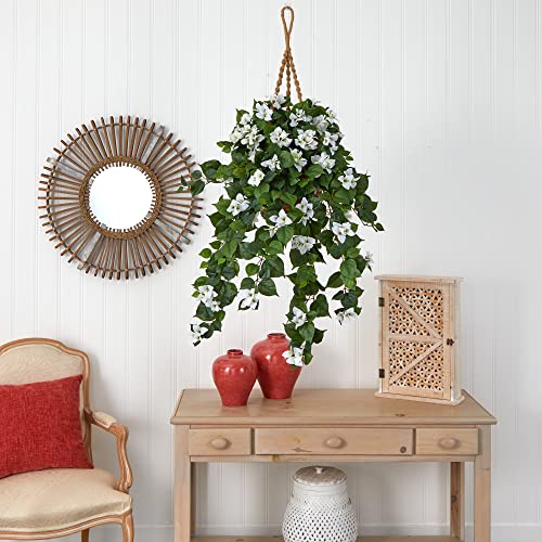 Silky Flower Store Artificial Bougainvillea Hanging Basket, Faux Floral Arrangement with Hanging Planter, 28in x 30in 1 1 Product: Nearly Natural Bougainvillea Hanging Basket