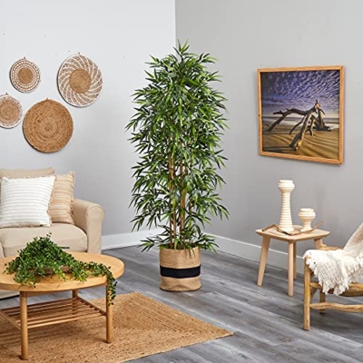 Product: Nearly Natural 75in. Bamboo Artificial Tree in Handmade Natural Cotton Planter