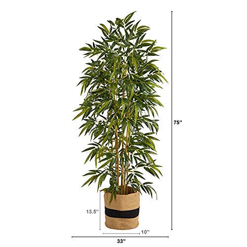 Product: Nearly Natural 75in. Bamboo Artificial Tree in Handmade Natural Cotton Planter