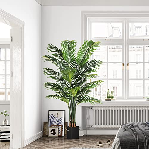 Silky Flower Store Artificial Palm Tree, 6ft Faux Indoor Plant Decor, 16 Detachable Trunks, Realistic Tropical Greenery, 6ft 8 8 Product: VIAGDO Artificial Fake Palm Tree 6ft Tall with 16 Detachable Trunks Faux Tropical Palm Silk Plant Feaux Dypsis Lutescens Plants in Pot for Home Office Living Room Floor Decor Indoor