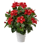 Product: Nearly Natural Hibiscus Artificial Flowering Plant in Swirl Planter