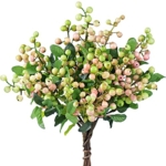 Product: FiveSeasonStuff Real Touch Artificial Holly Berries Flower Arrangements, Christmas Wreath Decorations 10 Stems (Pink and White)