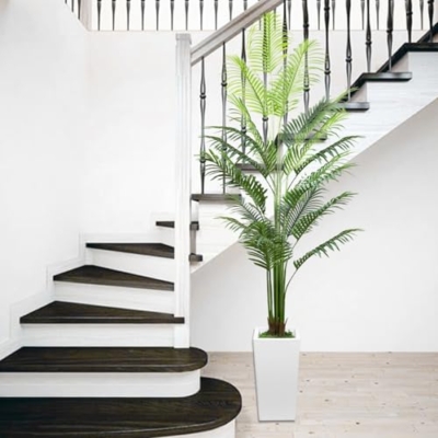 Silky Flower Store 6FT Artificial Palm Tree, 18 Adjustable Branches, White Pot, Indoor Faux Tropical Decor, 6FT 10 10 Product: 6FT Artificial Palm Tree with 18 Adjustable Branches and White Pot, Large Tall Realistic Indoor Faux Fake Silk Tropical Areca Palm Plant for Housewarming, Home and Office Decor