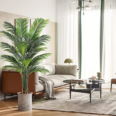 Silky Flower Store Artificial Palm Tree, 6ft Faux Indoor Plant Decor, 16 Detachable Trunks, Realistic Tropical Greenery, 6ft 14 14 Product: VIAGDO Artificial Fake Palm Tree 6ft Tall with 16 Detachable Trunks Faux Tropical Palm Silk Plant Feaux Dypsis Lutescens Plants in Pot for Home Office Living Room Floor Decor Indoor