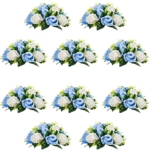 Product: QUTUNI 10Pcs Artificial Flower Ball Arrangement, Fake Floral Centerpieces Wedding Roses Bouquet for Parties Valentine's Day Wedding Centerpieces and Home Decor (Blue & White)