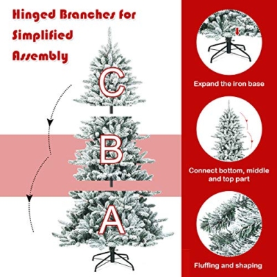 Silky Flower Store 7ft Snow Flocked Artificial Christmas Tree with Pine Cones, Indoor Outdoor Holiday Decor, 7ft 12 12 Product: Goplus 7ft Snow Flocked Artificial Christmas Tree, Premium Hinged Fir Tree with Pine Cones, Perfect Xmas Decoration for Indoor and Outdoor