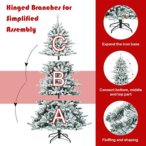 Silky Flower Store 7ft Snow Flocked Artificial Christmas Tree with Pine Cones, Indoor Outdoor Holiday Decor, 7ft 3 3 Product: Goplus 7ft Snow Flocked Artificial Christmas Tree, Premium Hinged Fir Tree with Pine Cones, Perfect Xmas Decoration for Indoor and Outdoor