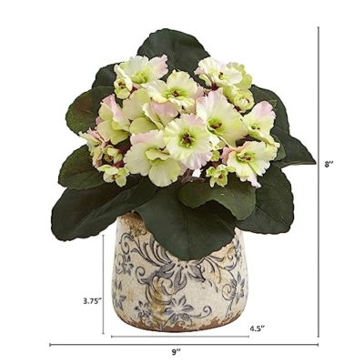 Product: Nearly Natural 8in. African Violet Artificial Plant in Floral Design Vase (Set of 2)