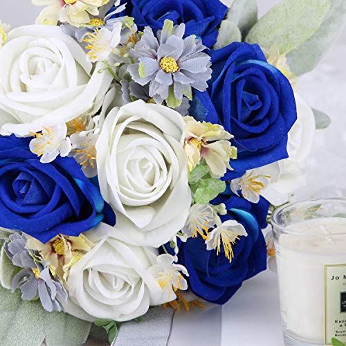 Silky Flower Store Blue Artificial Wedding Bouquet, Royal Navy Silk Bridesmaid Bouquet, Winter Sapphire Floral Arrangement, 32.5cm 4 4 Product: Rinlong Set of 2 Blue Wedding Bouquet for Bridesmaid Artificial Winter Royal Navy Blue Silk Bridesmaids Bouquet Wedding Prom Night Bouquets