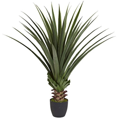 Product: Nearly Natural 4' Spiked Agave Plant, Green 5357 4ft. Golden Cane Palm Tree,Green