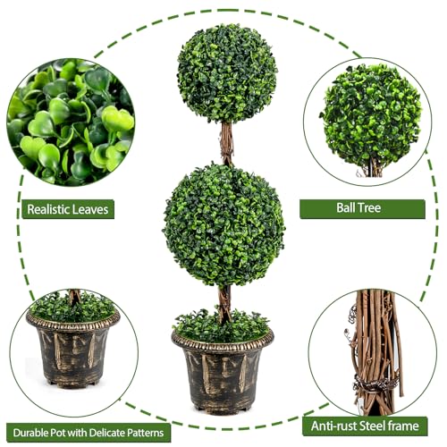 Product: 3ft 2 Pack Artificial Boxwood Topiary Tree, Fake Greenery Plants Ball Tree for Indoor or Outdoor