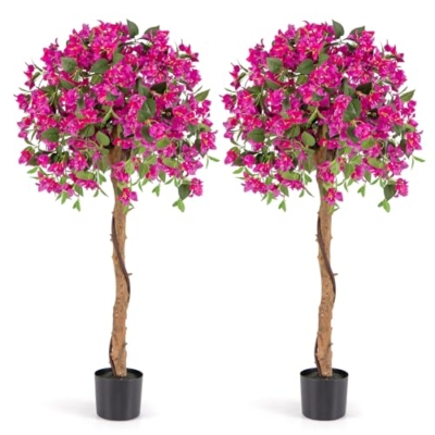Product: Goplus 53” Bougainvillea Artificial Tree, 2 Pack Faux Silk Flower Tree in Pot w/ 576 Flowers, 288 Leaves, Tall Fake Floor Plant, Artificial Plants for Indoor Outdoor Bedroom Living Room Decor