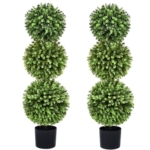 Product: Fomlily 2 Pack Artificial Boxwood Topiary Trees, 3ft Topiary Ball Trees with Planter for Front Door Porch Decor, Indoor/Outdoor Use