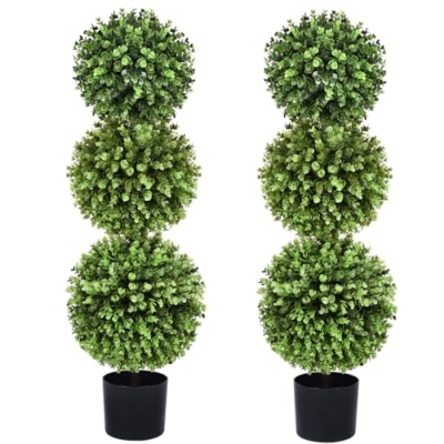 Product: Fomlily 2 Pack Artificial Boxwood Topiary Trees, 3ft Topiary Ball Trees with Planter for Front Door Porch Decor, Indoor/Outdoor Use