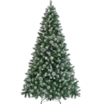 Product: Yaheetech 7.5ft Artificial Christmas Tree, Snow Flocked Christmas Tree w/82 Pinecones, 1346 Frosted Tips, Pre-Decorated Tree for Holiday Party Decoration