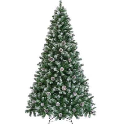 Product: Yaheetech 7.5ft Artificial Christmas Tree, Snow Flocked Christmas Tree w/82 Pinecones, 1346 Frosted Tips, Pre-Decorated Tree for Holiday Party Decoration
