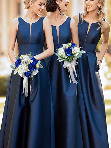 Silky Flower Store Blue Artificial Wedding Bouquet, Royal Navy Silk Bridesmaid Bouquet, Winter Sapphire Floral Arrangement, 32.5cm 5 5 Product: Rinlong Set of 2 Blue Wedding Bouquet for Bridesmaid Artificial Winter Royal Navy Blue Silk Bridesmaids Bouquet Wedding Prom Night Bouquets