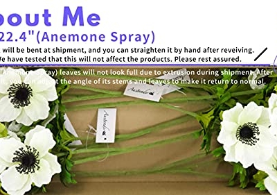 Silky Flower Store Artificial White Anemone Faux Stems, 6 Pack Artificial Flowers, UV Resistant Decorative Floral Stems 57cm 17 17 Product: Artificial Plants & Flowers 22.4" Anemone Faux Stems Blossom Tall Plant Outdoor Floral Arrangement Rustic Decoration Crafts Home Decor Holiday Wedding Parties 6Packs(Anemone White Flowers)