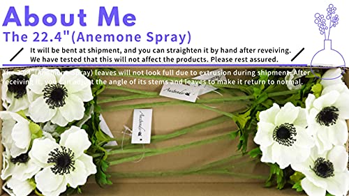 Silky Flower Store Artificial White Anemone Faux Stems, 6 Pack Artificial Flowers, UV Resistant Decorative Floral Stems 57cm 8 8 Product: Artificial Plants & Flowers 22.4" Anemone Faux Stems Blossom Tall Plant Outdoor Floral Arrangement Rustic Decoration Crafts Home Decor Holiday Wedding Parties 6Packs(Anemone White Flowers)