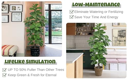 Product: Roselywed Artificial Fiddle Leaf Fig Tree 6FT with Realistic 148 Leaves 71 Inch Fake Ficus Lyrata Potted Plant for Indoor Outdoor Garden Landscaping Decor Housewarming Gift (6FT, 1Pack)
