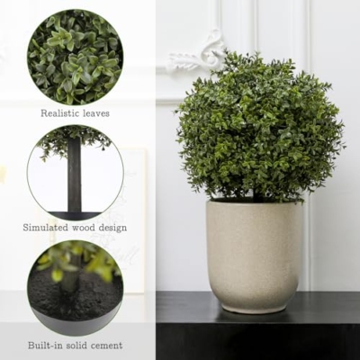 Silky Flower Store Artificial Boxwood Topiary Tree, Faux Potted Shrub, Green Indoor Outdoor Decor, 60cm x 40cm 9 9 Product: Veryhome Artificial Topiary Boxwood Trees 1 pc, 23.6inch Artificial Potted Shrubs, Faux Ball Plants in Pot for Indoor and Outdoor, Home, Garden Decor(Green)