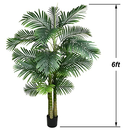 Product: 2 Pack Artificial Areca Palm Tree Plant, 6 Feet Fake Palm Tree for Indoor Outdoor Modern Decoration Faux Dypsis Lutescens Plants in Pot for Home Office Decor