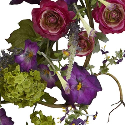Silky Flower Store Artificial Veranda Garden Wreath, Decorative Faux Floral Door Wreath, Natural Greenery Home Décor 20in. 5 5 Product: Nearly Natural 20in. Artificial Veranda Garden Wreath