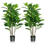 Product: Goplus 2-Pack 51'' Tall Fake Fiddle Leaf Fig Trees - Lush Artificial Greenery for Home & Office Decor