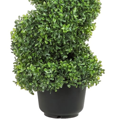 Product: VEVOR Artificial Boxwood Spiral Topiary Trees, 3ft Tall (2 Pieces) Faux Plant Outdoor, All-Year Green Fake Plant with Replaceable Leaves for Decorative/Indoor/Porch/Garden