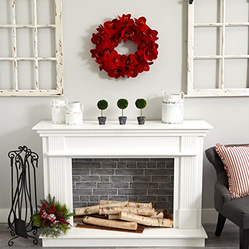 Silky Flower Store Artificial Amaryllis Wreath, Faux Floral Home Office Wall Decor, 22in. 3 3 Product: Nearly Natural 22in. Artificial Amaryllis Wreath