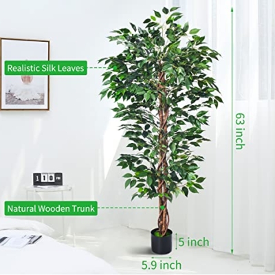 Product: HAIHONG Artificial Ficus Tree 5FT Faux Silk Plants with Sturdy Plastic Nursery Pot,Fake Ficus Trees for Home Office Farmhouse Indoor Outdoor Decor Perfect Housewarming Gift (5FT-1Pack)