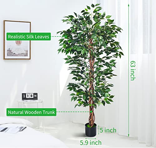 Product: HAIHONG Artificial Ficus Tree 5FT Faux Silk Plants with Sturdy Plastic Nursery Pot,Fake Ficus Trees for Home Office Farmhouse Indoor Outdoor Decor Perfect Housewarming Gift (5FT-1Pack)