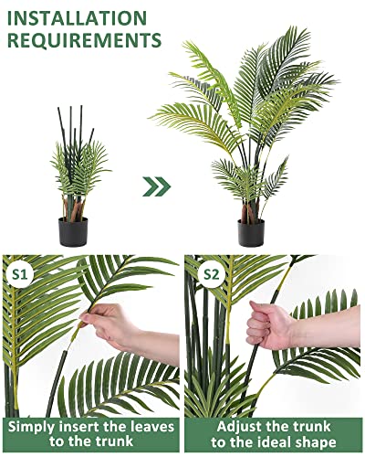 Product: KELOTEVEN Artificial Tree - Areca Palm Faux Trees Outdoor - Artificial Plants for Home Decor Indoor - 4ft Tropical Decor Areca Palm Tree with 12 Leaves, Home Office, Living Room Decoration, AP120