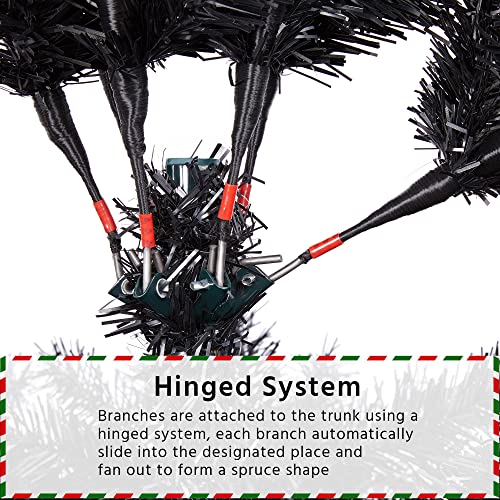 Silky Flower Store Artificial Black Christmas Tree, 6ft Holiday Decoration, Foldable Stand, 818 Tips, Indoor Outdoor Use, 6ft 5 5 Product: Topeakmart 6ft Artificial Black Christmas Tree with Foldable Stand,Xmas Tree for Holiday Decoration, Black