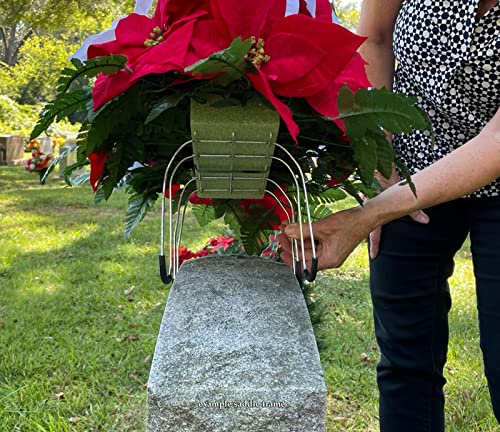 Product: Sympathy Silks Artificial Cemetery Flowers - Outdoor Grave Decorations - Christmas Decor - 1 Red Mum and White Rose Saddle for Headstone