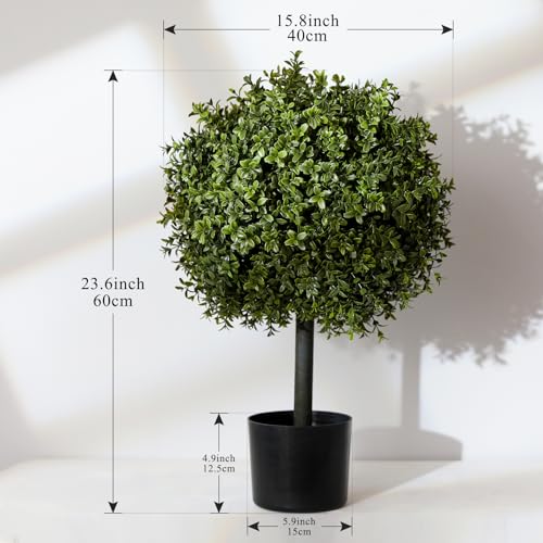Silky Flower Store Artificial Boxwood Topiary Tree, Faux Potted Shrub, Green Indoor Outdoor Decor, 60cm x 40cm 1 1 Product: Veryhome Artificial Topiary Boxwood Trees 1 pc, 23.6inch Artificial Potted Shrubs, Faux Ball Plants in Pot for Indoor and Outdoor, Home, Garden Decor(Green)