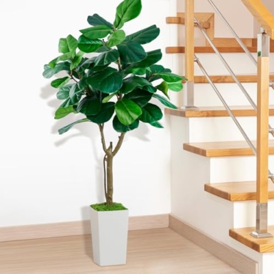 Product: SJSCYD Fiddle Leaf Fig Tree, 6ft Artificial Tree with White Tall Planter, Large Faux Plants Indoor, Fake Fig Tree in Pot for Home Office Bedroom Living Room Decor Garden Outdoor Housewarming Gift