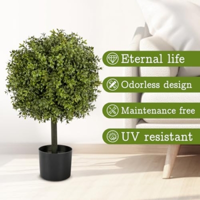 Silky Flower Store Artificial Boxwood Topiary Tree, Faux Potted Shrub, Green Indoor Outdoor Decor, 60cm x 40cm 8 8 Product: Veryhome Artificial Topiary Boxwood Trees 1 pc, 23.6inch Artificial Potted Shrubs, Faux Ball Plants in Pot for Indoor and Outdoor, Home, Garden Decor(Green)