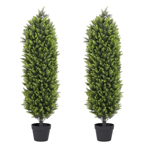 Aoutyers 4ft Artificial Boxwood Topiary Trees Set of 2 - UV Resistant Faux Plants for Outdoor/Indoor, Realistic 48in Fake Bushes and Shrubs for Front Porch, Planter, Patio - Low Maintenance - Artificial Flower Arrangements Product: Aoutyers 4ft Artificial Boxwood Topiary Trees Set of 2 - UV Resistant Faux Plants for Outdoor/Indoor, Realistic 48in Fake Bushes and Shrubs for Front Porch, Planter, Patio - Low Maintenance