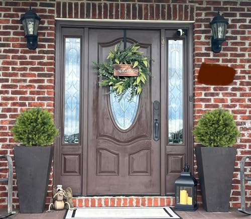 Product: 2ft Artificial Topiary Ball Trees Set of 2 - Faux Cedar Sphere Plants for Outdoor Decor