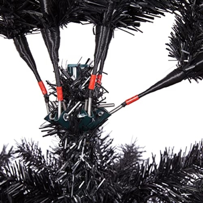 Silky Flower Store Artificial Black Christmas Tree, 6ft Holiday Decoration, Foldable Stand, 818 Tips, Indoor Outdoor Use, 6ft 17 17 Product: Topeakmart 6ft Artificial Black Christmas Tree with Foldable Stand,Xmas Tree for Holiday Decoration, Black
