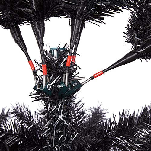 Silky Flower Store Artificial Black Christmas Tree, 6ft Holiday Decoration, Foldable Stand, 818 Tips, Indoor Outdoor Use, 6ft 8 8 Product: Topeakmart 6ft Artificial Black Christmas Tree with Foldable Stand,Xmas Tree for Holiday Decoration, Black