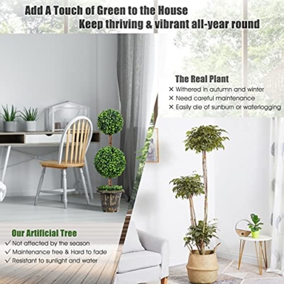 Silky Flower Store Artificial Boxwood Topiary Tree, Faux Greenery Ball Tree, PE Leaves, Cement Filled Pot, Indoor Outdoor Decor, 3 Ft 10 10 Product: Goplus 3 Ft Artificial Boxwood Topiary Tree, Fake Greenery Plants Ball Tree, Leaves & Cement-Filled Plastic Flower Pot Decorative Trees for Home Office Indoor Outdoor