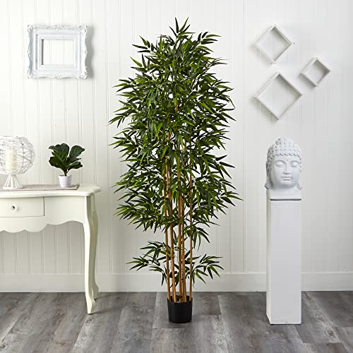 Product: Nearly Natural 75-in Artificial Bamboo Tree, Fake Bamboo Plants with 7 Natural Trunks, 6.25-ft Tall Faux Plants for Indoor Home Decor with 1440 Realistic Fake Leaves